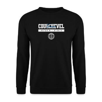 Courchevel Frankreich Koordinaten Reise Souvenir - Unisex Pullover - Schwarz - Vorne - Alina (178cm) & Michal (187cm)