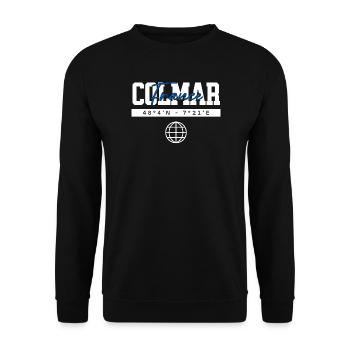 Colmar Frankreich Koordinaten Reise Souvenir - Unisex Pullover - Schwarz - Vorne - Alina (178cm) & Michal (187cm)
