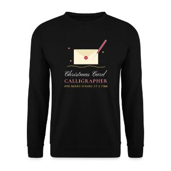 Weihnachtskarten-Kalligraph Handschrift - Unisex Pullover - Schwarz - Vorne - Alina (178cm) & Michal (187cm)