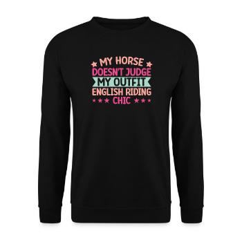 Hobby Horse Rider My Outfit Chic English Riding - Unisex Pullover - Schwarz - Vorne - Alina (178cm) & Michal (187cm)