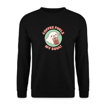 Kaffee nährt meine Seele Niedlicher Geist liebt Eiskaffee - Unisex Pullover - Schwarz - Vorne - Alina (178cm) & Michal (187cm)