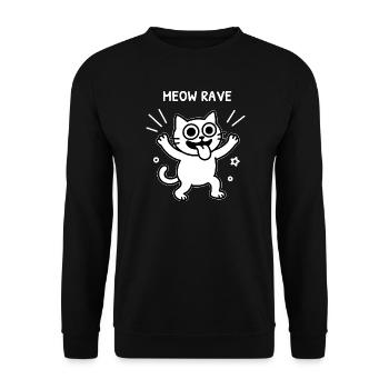 Meow Rave – Party-Katze (für dunkle Shirts) - Unisex Pullover - Schwarz - Vorne - Alina (178cm) & Michal (187cm)