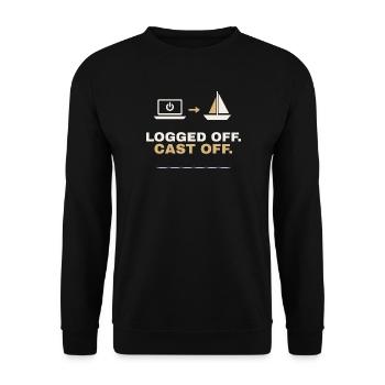 Logged Off. Cast Off. – Segler Shirt - Unisex Pullover - Schwarz - Vorne - Alina (178cm) & Michal (187cm)