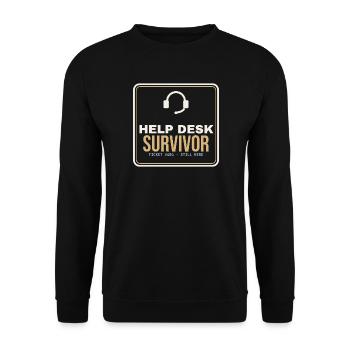 Help Desk Survivor – IT-Support Shirt - Unisex Pullover - Schwarz - Vorne - Alina (178cm) & Michal (187cm)
