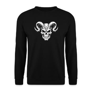 Dämonenschädel Hochkontrast - Unisex Pullover - Schwarz - Vorne - Alina (178cm) & Michal (187cm)