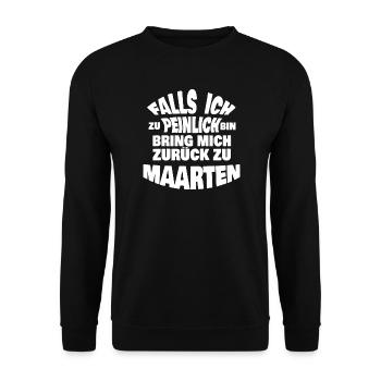 Geschenk für Maarten - Unisex Pullover - Schwarz - Vorne - Alina (178cm) & Michal (187cm)