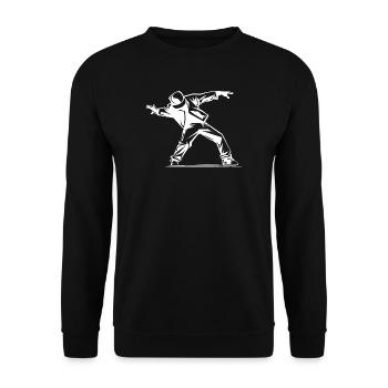 Breakdancer Skizze - Unisex Pullover - Schwarz - Vorne - Alina (178cm) & Michal (187cm)