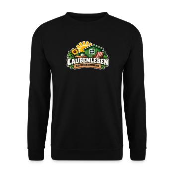 Laubenleben Wochenendfreuden - Unisex Pullover - Schwarz - Vorne - Alina (178cm) & Michal (187cm)