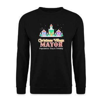 Weihnachtsdorf-Bürgermeister lustiges Feriendorf - Unisex Pullover - Schwarz - Vorne - Alina (178cm) & Michal (187cm)