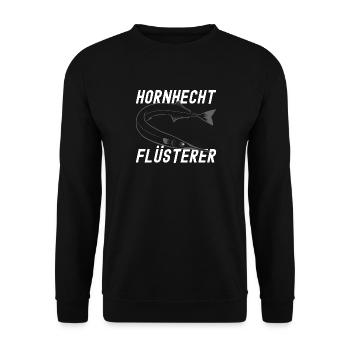 Hornhecht Flüsterer - Unisex Pullover - Schwarz - Vorne - Alina (178cm) & Michal (187cm)