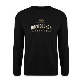 Dachdecker Geselle Zunftzeichen Handwerk Beruf - Unisex Pullover - Schwarz - Vorne - Alina (178cm) & Michal (187cm)