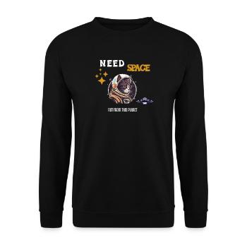 Need Space Cat Astronaut - Funny Space Kitty - Unisex Pullover - Schwarz - Vorne - Alina (178cm) & Michal (187cm)