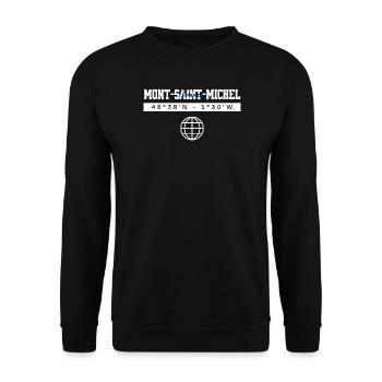 Mont-Saint-Michel Frankreich Koordinaten Souvenir - Unisex Pullover - Schwarz - Vorne - Alina (178cm) & Michal (187cm)