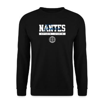 Nantes Frankreich Koordinaten Reise Souvenir - Unisex Pullover - Schwarz - Vorne - Alina (178cm) & Michal (187cm)