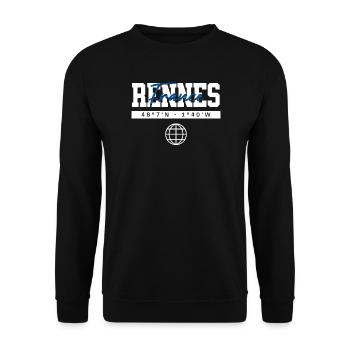 Rennes Frankreich Koordinaten Reise Souvenir - Unisex Pullover - Schwarz - Vorne - Alina (178cm) & Michal (187cm)
