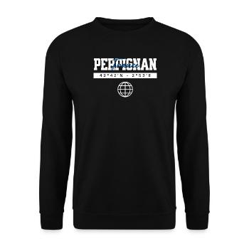 Perpignan Frankreich Koordinaten Reise Souvenir - Unisex Pullover - Schwarz - Vorne - Alina (178cm) & Michal (187cm)