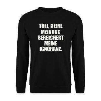 Lustiger Spruch - Unisex Pullover - Schwarz - Vorne - Alina (178cm) & Michal (187cm)