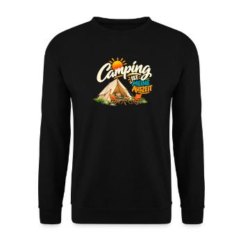 Camping ist meine Auszeit - Unisex Pullover - Schwarz - Vorne - Alina (178cm) & Michal (187cm)