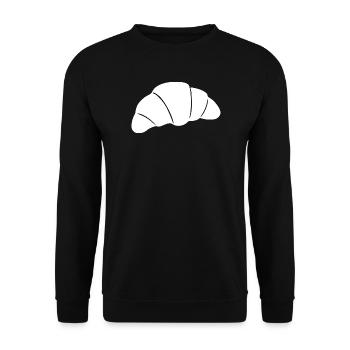 Weißes Croissant T-shirt Geschenkidee für Bäcker  - Unisex Pullover - Schwarz - Vorne - Alina (178cm) & Michal (187cm)