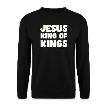 Jesus König der Könige Motiv - Unisex Pullover - Schwarz - Vorne - Alina (178cm) & Michal (187cm)