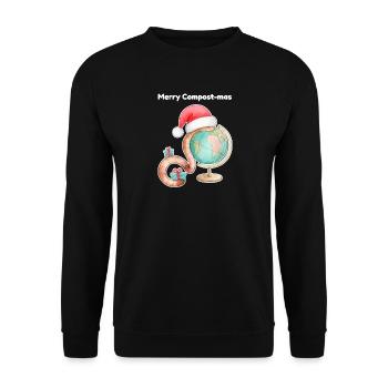 Regenwurm im Hut des Weihnachtsmanns - Unisex Pullover - Schwarz - Vorne - Alina (178cm) & Michal (187cm)