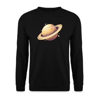 Saturn Farbplanet Illustration - Unisex Pullover - Schwarz - Vorne - Alina (178cm) & Michal (187cm)