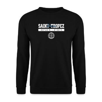 Saint-Tropez Frankreich Koordinaten Reise Souvenir - Unisex Pullover - Schwarz - Vorne - Alina (178cm) & Michal (187cm)