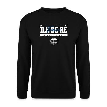Île de Ré Frankreich Koordinaten Reise Souvenir - Unisex Pullover - Schwarz - Vorne - Alina (178cm) & Michal (187cm)