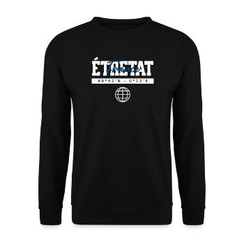 Étretat Frankreich Koordinaten Reise Souvenir - Unisex Pullover - Schwarz - Vorne - Alina (178cm) & Michal (187cm)