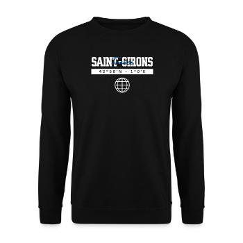 Saint-Girons Frankreich Koordinaten Reise Souvenir - Unisex Pullover - Schwarz - Vorne - Alina (178cm) & Michal (187cm)