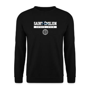 Saint-Émilion Frankreich Koordinaten Reise - Unisex Pullover - Schwarz - Vorne - Alina (178cm) & Michal (187cm)