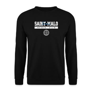 Saint-Malo Frankreich Koordinaten Reise Souvenir - Unisex Pullover - Schwarz - Vorne - Alina (178cm) & Michal (187cm)