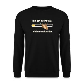 Faultier Humor – Nicht faul, nur gemütlich - Unisex Pullover - Schwarz - Vorne - Alina (178cm) & Michal (187cm)