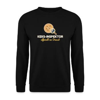 Keks-Inspektor – lustiges Weihnachtsshirt Kinder - Unisex Pullover - Schwarz - Vorne - Alina (178cm) & Michal (187cm)