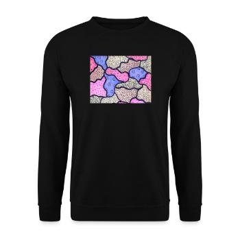 Rosa und lila Mosaik - Unisex Pullover - Schwarz - Vorne - Alina (178cm) & Michal (187cm)