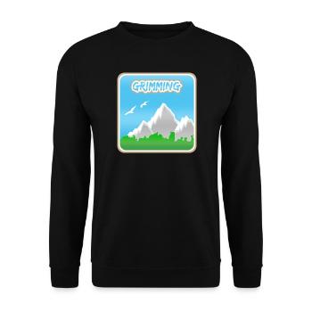Grimming als Berg - Unisex Pullover - Schwarz - Vorne - Alina (178cm) & Michal (187cm)