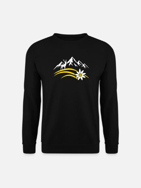 Alpenberg Edelweiss Hirsch Bayerisches Wandern - Unisex Pullover - Schwarz