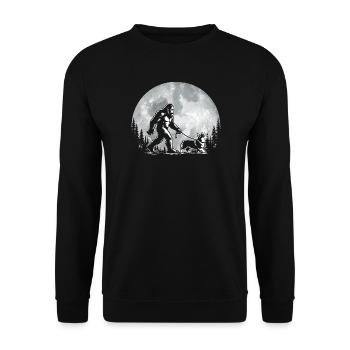 Bigfoot Walking Corgi – Walisischer Corgi, Hundemama, Vater - Unisex Pullover - Schwarz - Vorne - Alina (178cm) & Michal (187cm)