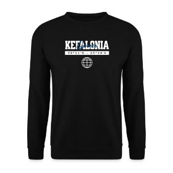 Kefalonia Griechenland Koordinaten Reise Souvenir - Unisex Pullover - Schwarz - Vorne - Alina (178cm) & Michal (187cm)