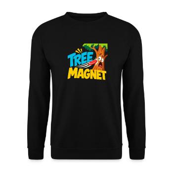 Baum Magnet Cartoon Abenteuer - Unisex Pullover - Schwarz - Vorne - Alina (178cm) & Michal (187cm)
