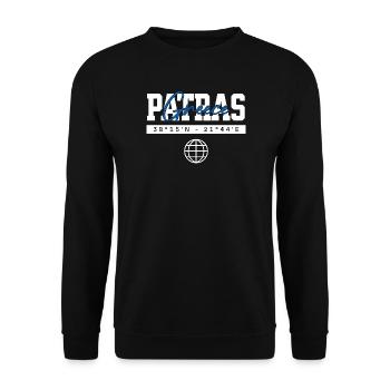 Patras Griechenland Koordinaten Reise Souvenir - Unisex Pullover - Schwarz - Vorne - Alina (178cm) & Michal (187cm)