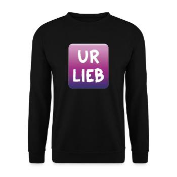 UR LIEB – Spruch mit österreichischem Charme, Wien - Unisex Pullover - Schwarz - Vorne - Alina (178cm) & Michal (187cm)