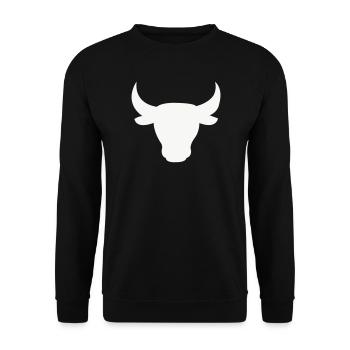 Stierkopf Silhouette - Unisex Pullover - Schwarz - Vorne - Alina (178cm) & Michal (187cm)