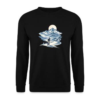 Alpine Cycling – Rennvelo auf dem Alpenpass - Unisex Pullover - Schwarz - Vorne - Alina (178cm) & Michal (187cm)