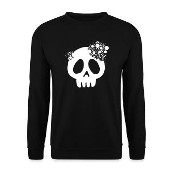 Weißer Schädel und Auflösung - Unisex Pullover - Schwarz - Vorne - Alina (178cm) & Michal (187cm)
