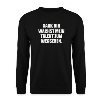 DANK DIR WÄCHST MEIN TALENT ZUM WEGSEHEN - Unisex Pullover - Schwarz - Vorne - Alina (178cm) & Michal (187cm)