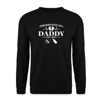 Pregnancy Announcement 2027 Promoted to Daddy - Unisex Pullover - Schwarz - Vorne - Alina (178cm) & Michal (187cm)