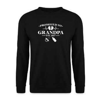 Pregnancy Announcement 2027 Promoted to Grandpa - Unisex Pullover - Schwarz - Vorne - Alina (178cm) & Michal (187cm)