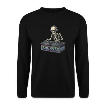 Skelettartiger DJ Skull Beat - Unisex Pullover - Schwarz - Vorne - Alina (178cm) & Michal (187cm)
