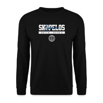 Skopelos Griechenland Koordinaten Reise Souvenir - Unisex Pullover - Schwarz - Vorne - Alina (178cm) & Michal (187cm)